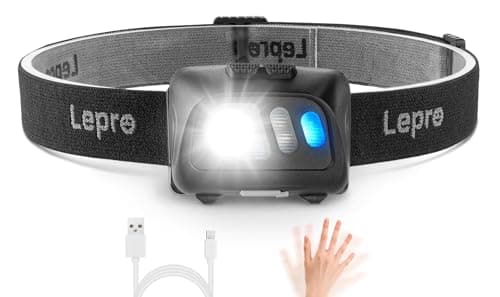 Lepro Rechargeable Head Torch, 2 Pack Motion Sensor Led Headlamp