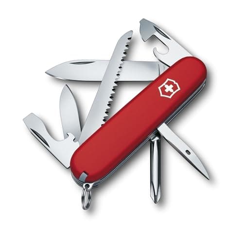 Victorinox Hiker Swiss Army Knife Multitool - 13 Functions - Wood Saw - Red