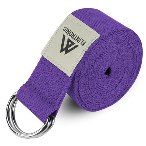 Flintronic Yoga Strap, Yoga Strap, 1 x 1.85 m Yoga Strap, Stretching Yoga Band with D-Ring, 100% Cotton, Yoga Accessories, Fitness Stretch Strap for Beginners and Advanced Users for Yoga, Pilates