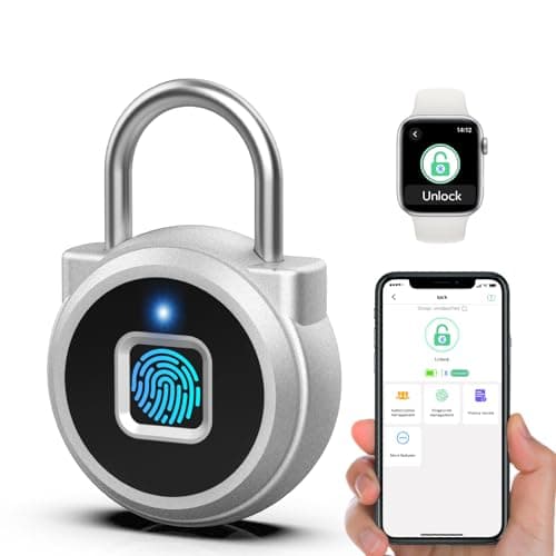 Eseesmart Fingerprint Padlock, Gym Locker with Fingerpirnt Bluetooth APP Control, Smart Fingerprint Lock, Keyless Outdoor Waterproof Security Suitcase Luggage School Backpack (Sliver)