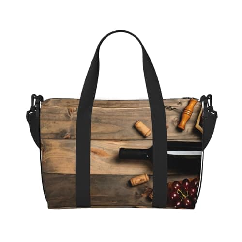 Wine Bottle Corks Grapes Travel Duffel Bag,Sports Gym Yoga Duffel Bag Weekender Overnight Totes Bag Compartment