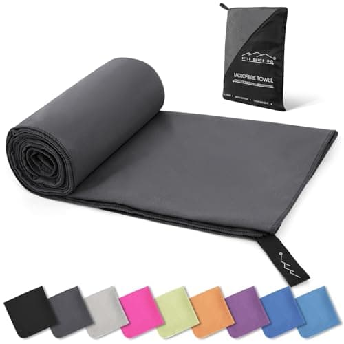 Style Slice Microfibre Towel Quick Dry Travel Beach Dark Grey 100x50cm