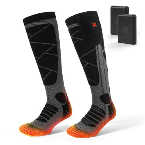 MRAWARM Rechargeable Heated Socks for Men Women (Black/Grey)
