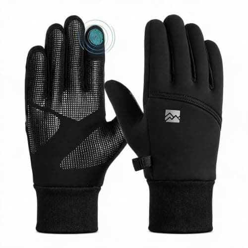 Vinuwu Winter Thermal Gloves for Men Women, Waterproof Anti-Slip, Black