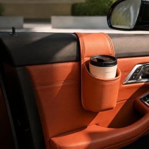 Leather Car Door Cup Holder,Clip on Extra Large Drink Organizer