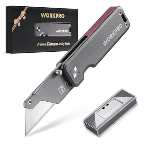 WORKPRO Titanium Folding Utility Knife with 10 SK2M Double-Edged Blades