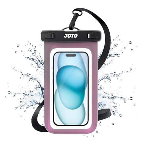 JOTO Waterproof Phone Pouch Cellphone Dry Bag Case for iPhone 17 Air 16 15 14 13 12 Pro Plus Max XR X 8 7 6S SE, Galaxy S23 S22 S22+ S21 up to 7" -Clearpurple
