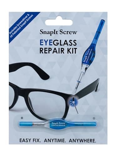 SnapIt Glasses Repair Kit, Eyeglass Repair Kit with Screws 5 Sizes, Screw Replacement Kit & Double-Ended Mini Screwdriver, Portable, Pocket & Bag Friendly, Travel Friendly (Blue)