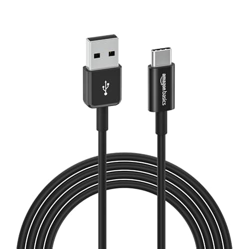 Amazon Basics USB-C to USB-A 2.0 Fast Charger Cable, 480Mbps Speed, USB-IF Certified, for Apple iPhone 16/15, iPad, Samsung Galaxy, Tablets, Laptops, 1.8 m, Black