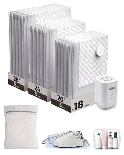 BAGSMART Travel Vacuum Bags for Suitcase & Home, 18 Pack with Wireless Pump