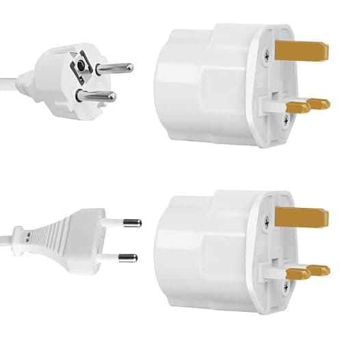 Shuko SCHUKO European 2 Pin to UK 3 Pin AC Mains UK Visitor Travel Power Plug Adaptor Converter WHITE - SINGLE