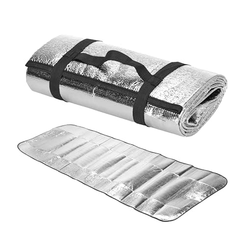 GEEZY Foil Camping Mat with Foam – Lightweight, Foldable & Portable Thermal Sleeping Pad with Buckles – Aluminium Camping Roll Mat for Trekking, Hiking, Picnics & Beach Trips