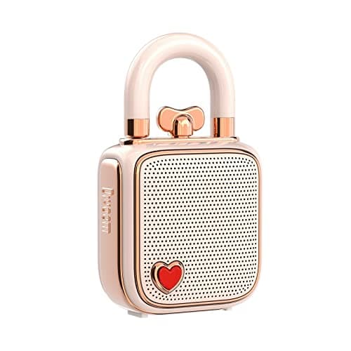 Divoom Love-Lock Bluetooth Speaker, Small Portable Music Box, Wireless Stereo Pairing Retro Soundbox, Cute Desktop Decoration, for Girls, Pink