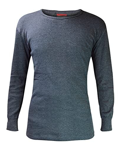 HEAT HOLDERS - Mens Winter Warm Cotton Thermal Underwear Long Sleeve Top Vest (Medium (38-40" Chest), Charcoal)