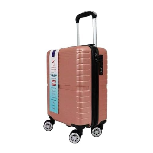 Ryan Air Wizz Air Approved Hardcase Suitcase with Detachable 360 Degree Spinner Wheels - 40x30x20 - Lightweight Ideal for Short Trips - Secure Combination Lock (Rose Gold)
