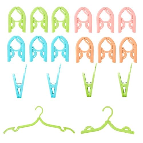 GOWTX 12 Pack Foldable Travel Hangers, Anti-Slip Coat Hanger with 4 Clips