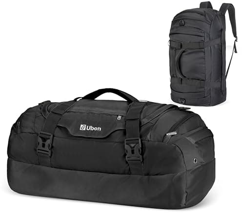 Ubon 65L Travel Duffel Backpack Waterproof 4-Way Holdall Gym Bag Black