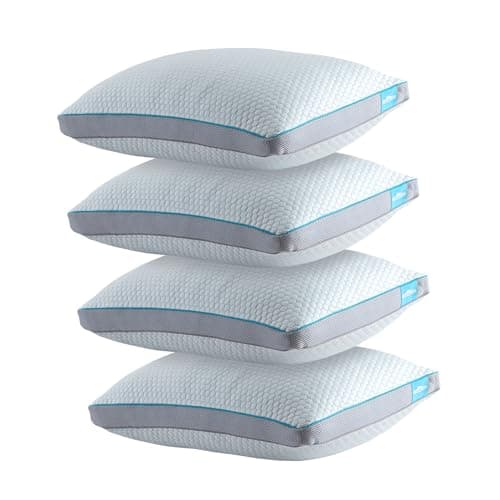 Ergonomic Hybrid Neck Premium Pillow, Bamboo Fabric, Hotel Quality, 4 Pack