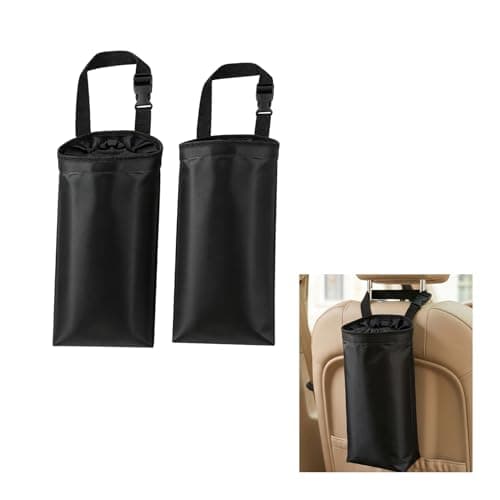2 Pack Car Trash Bag,Hanging Washable Back Seat Car Garbage Bag,Black Collapsible Interior Seatback Rubbish Bags,Generic Vehicle-Mounted Storage Pocket,For Automotive Easy Maintenance And Keep Hygiene