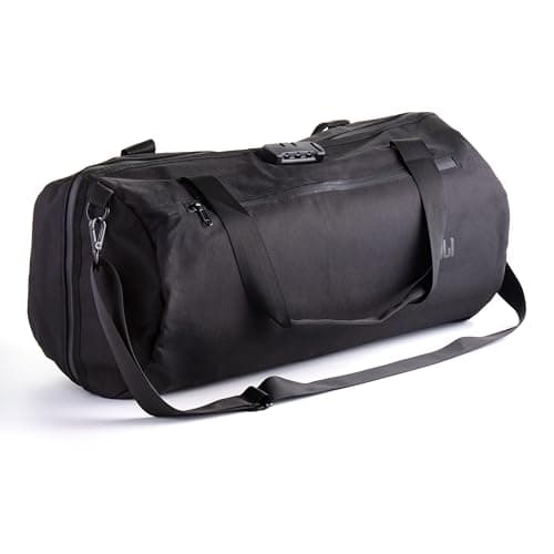 CALI Smell Proof Duffle Bag, Large Travel Storage, with Lock, Activated Carbon Lined (Black)