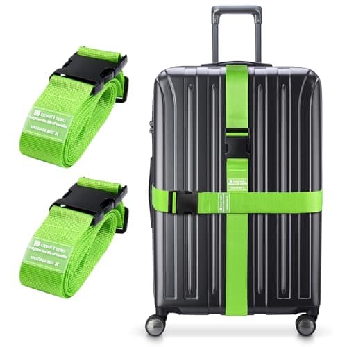 travel inspira Luggage Strap 2 Packs, Travel Suitcase Straps (Green)