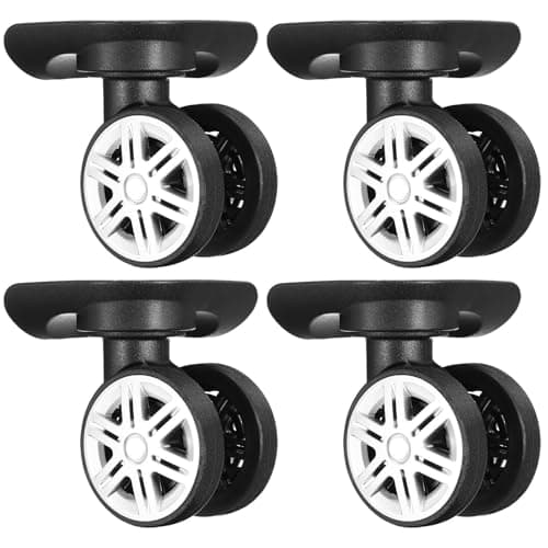 WEKAMOS Luggage Repair Wheels Kit 4 Pcs Double Row Caster Wheels with 20 Screws & Screwdriver, Easy Installation TPE for Suitcase, Travel Trolley Case Black