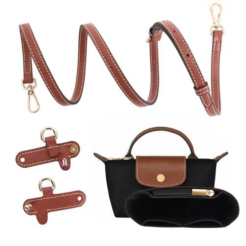GADITIEK 2Sets Purse Organizer, Strap, Folding Tote Bag Organizer Insert, Punch-Free Adjustable Buckle Strap Design, Multi-Pocket Felt Handbag Organizer (Black 1.2cm)