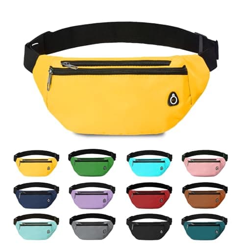 Rosoz Bum Bag, Belt Bag Women's Bum Bag Men's Gifts Sports Waist Bags for Outdoor Travel Running Bicycle, yellow, Pocket umbrella