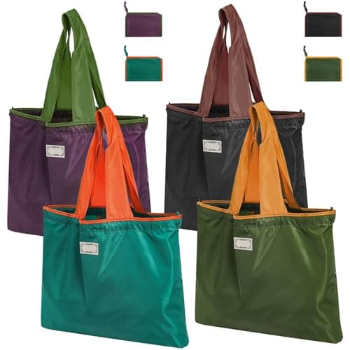 Covzoe 4 Pack Reusable Shopping Bags with Handles