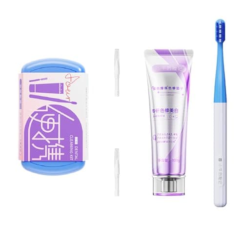Vonmerie Orthodontic Travel Toothbrush Kit with Toothpaste, Compact Dental Care Set with Detachable Braces Brush & 2 Interdental Brushes for Aligner (Blue)