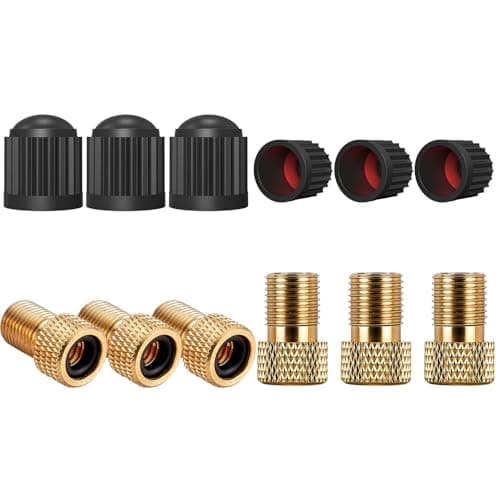 WOLMIK Bicycle Valve Adapter - 6 Pack Brass Presta Valve Adaptor, Convert Presta to Schrader for Bikes and Cars, Inflate Tire Using Standard Pump or Air Compressor