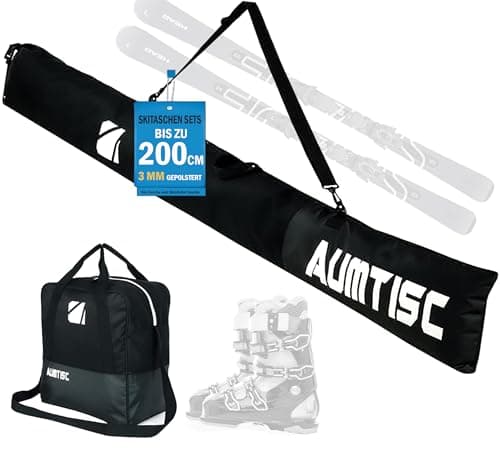 AUMTISC Ski Bag and Boot Bag Combo for 1 Pair of Ski and Boots,Adjustable Length Ski Bag