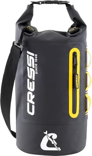 CRESSI since 1946 - Ocelot Dry Bag - Unisex Dry Waterproof Bag for Sea, Boat and Water Activities, Available in Small, Medium and Large Sizes, Black/Yellow 10 L