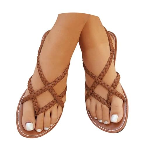 Summer Shoes for Women Uk Cross Strappy Sandals for Women Open Toe Slippers Sandal Elastic Strap Hiking Sandal Non-Slip Beach Flip Flops Lightweight Sliders Women's Flat Slide