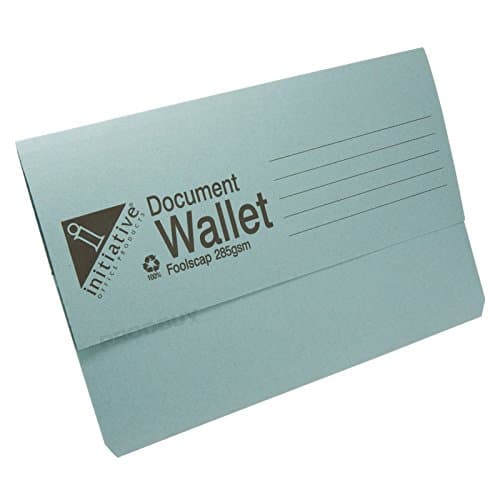 25 x 285gsm Foolscap Premium Document Wallets A4 Paper Storage Files Folders (Blue)