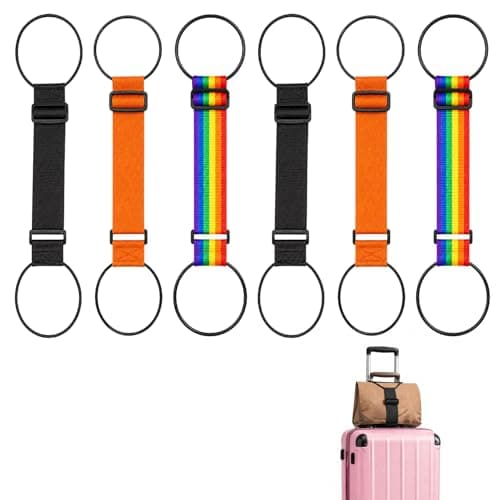 Luggage Connector Straps, Luggage Straps, 6 Pcs Suitcase Strap with Elastic Adjustable,Suggage Belt Over Handle for Add a Bag, Portable Travel Suitcase Accessory