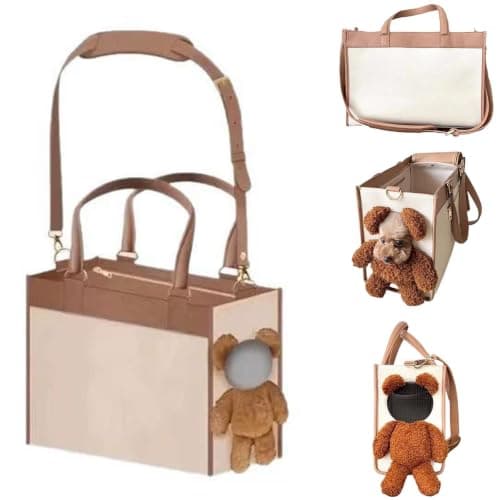 Bear Dog Carrier Bag, 2-in-1 Breathable Pet Tote for Small Dogs (M)
