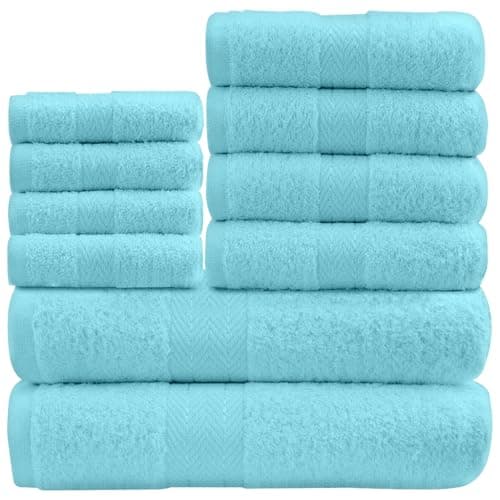 GC GAVENO CAVAILIA Soft 100% Cotton 10 Piece Towel Bale Set, Aqua