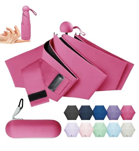 LILAC Mini Compact Umbrella, Lightweight Folding Parasol UPF 100 Rain Gear