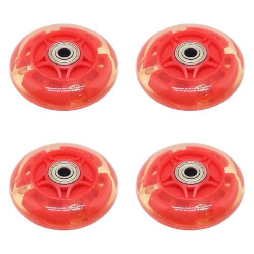 BENLIUDH Inline Skate Wheels With Bearings, 3 Inch Roller Blade 76mm Outdoor and Indoor Clear Wheels for Office Chairs, Luggage (4 Pack, Red)