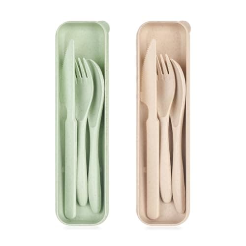 2Pcs Plastic Travel Cutlery Set, Utensil Set for Camping Lunch Box