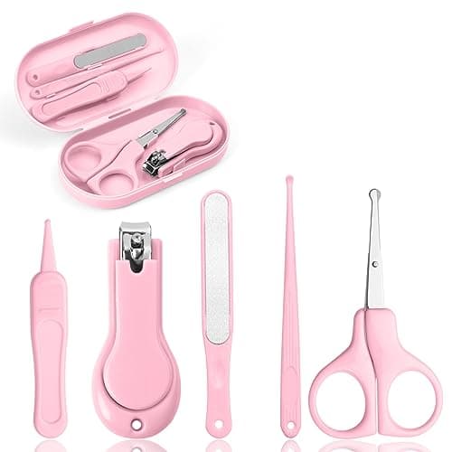 Vicloon Baby Nail Kit, 5-in-1 Baby Nail Care Set, Baby Nail Care Tool, Baby Manicure Set Includes Nail Clippers, Scissor, Earpick, Nail File and Tweezer for Newborn Infant Toddler