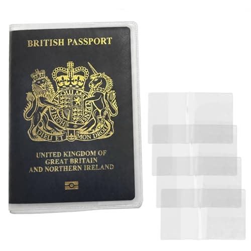 Pack of 4 | UK Passport Covers Transparent, Protective Passport Holders, Clear Plastic PVC Passport Case with 2 Slots, UK Passport Cover Water & Dust Proof, Anti Scratches