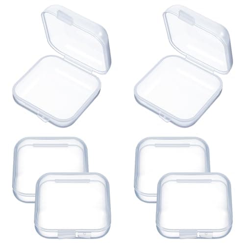 Sorcristy 6 PCS Mini Clear Storage Boxes, Earplug Case Organizer, Plastic Box Set, Mall Portable Square Bead Storage Box Organizer for Small Items, Beads, Jewelry, Crafts (1.34×1.34×0.7 Inches)