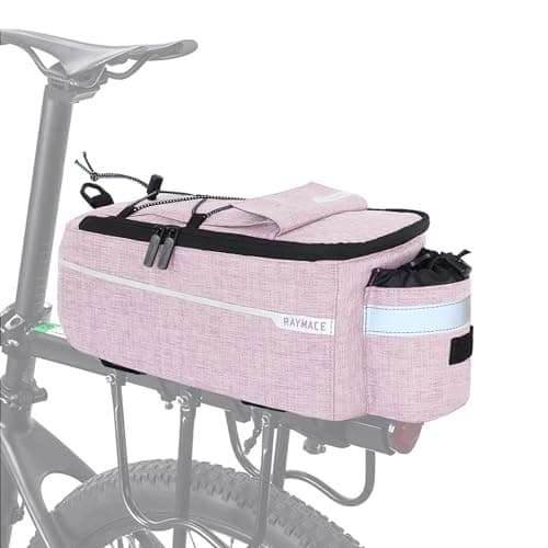 RAYMACE Bike Rear Rack Bag with Tail Light, Bike Truck Cooler Bag for Warm or Cold Items, Pink, 12.5 x 6.3 x 6.3 inches, Fashion