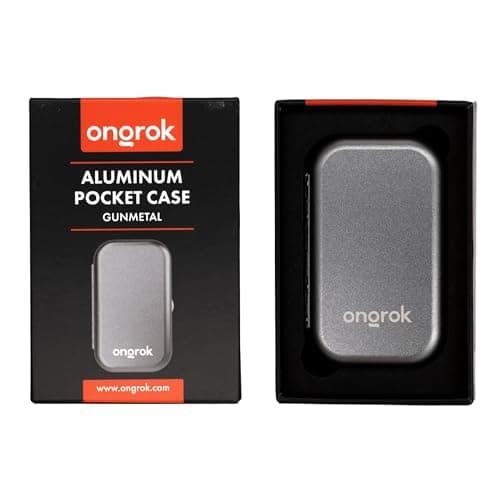 ONGROK Airtight Pocket Case - Aluminum Storage Case with Silicone Seal - Slim Portable Travel Organizer with Secure Holders - Pocket Size Durable Metal Carry Case (Gunmetal)