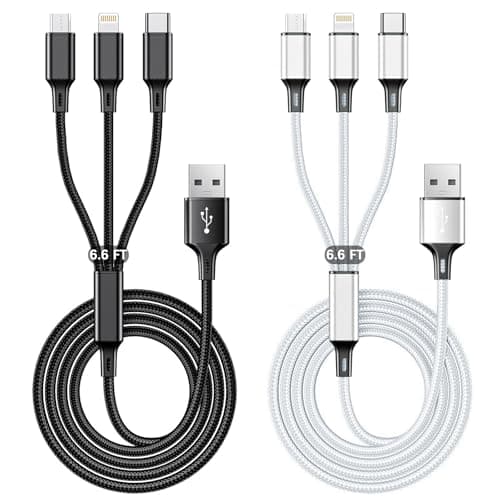 Multi Charging Cable 2Pack 6.6FT/2M,3 in 1 Charging Cord for iPhone,Samsung
