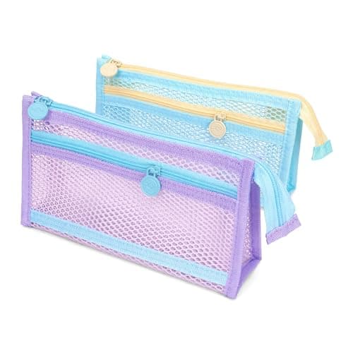 DINSAGE 2 PCS Clear Pencil Case, Transparent Small with Large Capacity Zipper Pouch, Portable Exam for School Office Travel, Pencil Case for Students, Teens, Adults