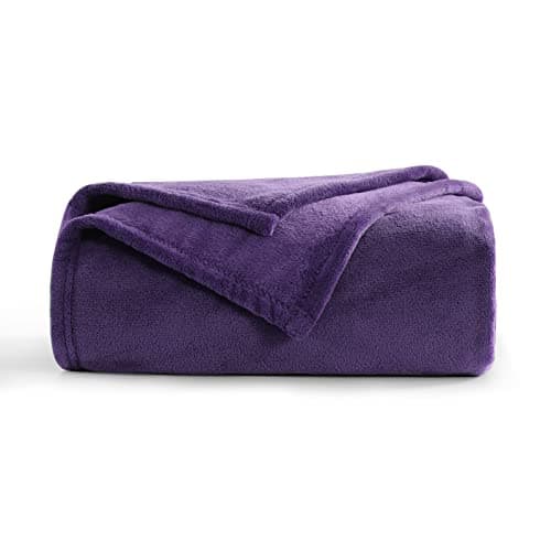 Aisbo Purple Throws Blanket for Sofas - Single Fluffy Blanket Bed Throw Fleece, Warm Soft Flannel Blanket for Couch, 130x150cm