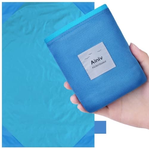 Ainiv Picnic Blanket, Mini Pocket Beach Mat 140 x 180 cm (3-5 People)